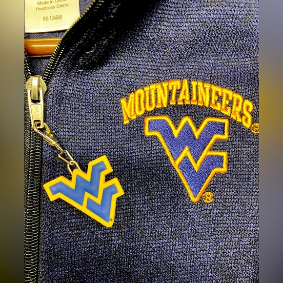Women’s WVU Mountaineers Zip Up Sweater, Large (12-14), Navy Blue/Gold - Picture 6 of 7